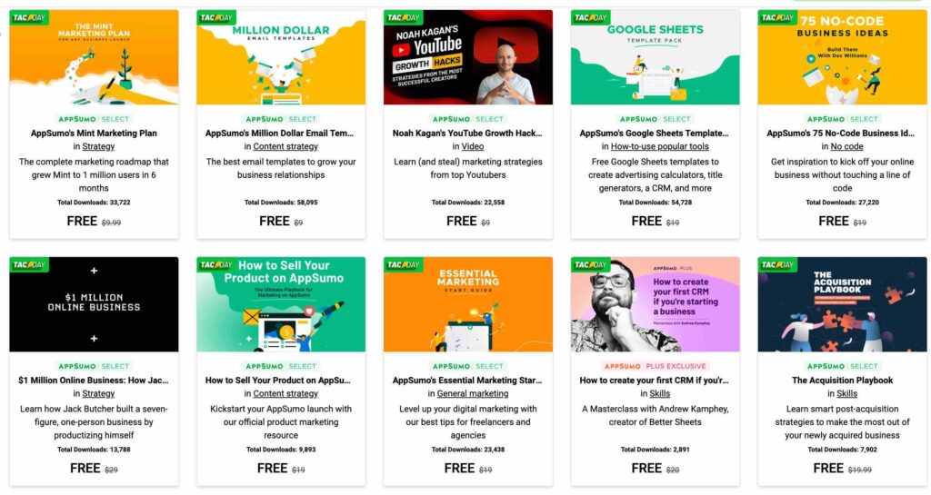 APPSUMO: Huge List of 50+ FREE $0 (Worth $2,000+) Course, eBooks, Softwares & Tools : $1 Million Online Business, Marketing Plan, YouTube Growth, Google Sheets Templates, Yay Images. CRM, SaaS, SEO, Side Hustle & Many More