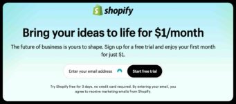 Shopify: Free trial and enjoy your first month for just $1.